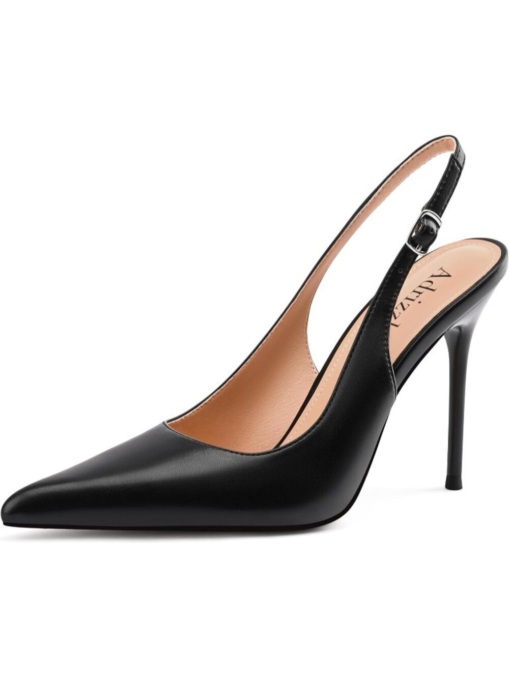 Women's Black Comfortable Sexy Non-Slip Slingback High Pointed Closed Toe Heel